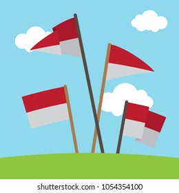 Set of Indonesian Flag Vector, Independence Day