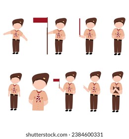 Set Of Indonesian Scout Kid Character