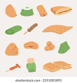 Set of Indonesian Traditional Foods Illustration