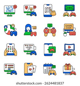 Set of Indoor Gaming Flat Icons