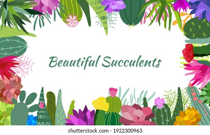 Set of indoor plants in pots for home and office. A large collection of cute houseplants in pots including cacti, aloe and other succulents. Vector collection of doodle plants.
