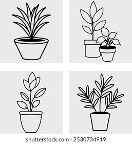 Conjunto de plantas de interior Ilustración vectorial