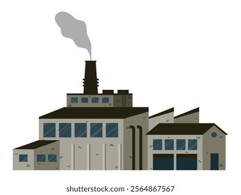 Set of industrial buildings on a white background. Vector illustration in flat style. Industrial Buildings Vector Set | Flat Style Illustration of Factories and Structures