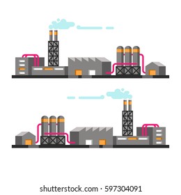 Set of industrial buildings. Vector illustration.