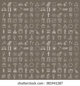 Set of industrial and ecology icons. Hand drawn vector illustration.