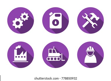 Set of industrial flat icons.