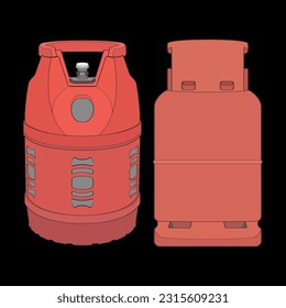 Set von Industriegaszylindern, Vektor. Vektorgrafik von Industriegaszylindern Symbol-Design einzeln auf schwarzem Hintergrund.
