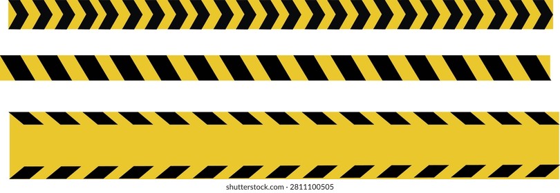 Set of industrial hazard warning stripes and caution danger tapes with industrial construction attention boundary demarcation restricted security workplace protection