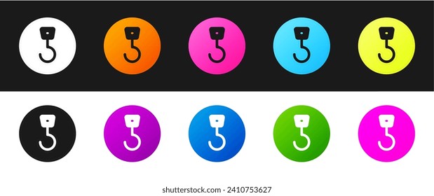Icono de gancho industrial aislado en fondo blanco y negro. Icono de gancho de grúa.  Vector
