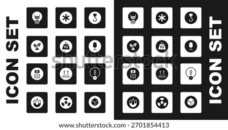 Set Industrial hook, Weight, Plant based, Temperature wash, Fragile broken glass, Medical symbol of the Emergency, Gluten free grain and  icon. Vector