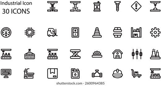 Set of Industrial icons. Line art style icons bundle. vector illustration