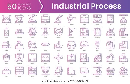 Set of industrial process icons. Gradient style icon bundle. Vector Illustration