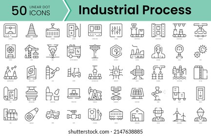 Set of industrial process icons. Line art style icons bundle. vector illustration
