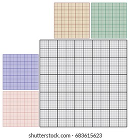 Set of industrial sheets of paper for technical drawing - graph paper