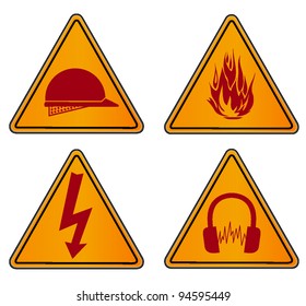 set of industrial warning signs