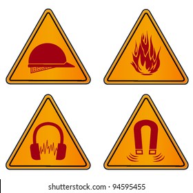 set of industrial warning signs