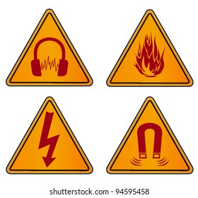 set of industrial warning signs