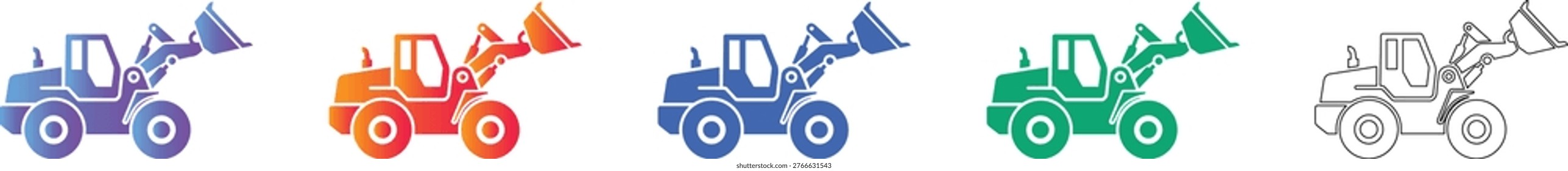 Set of Industrial Wheel Loader Icons vol 1907