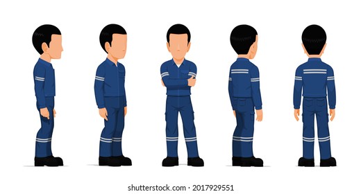 set of industrial worker on white background