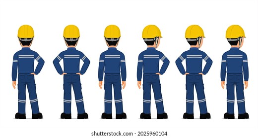 Set of industrial worker on white background