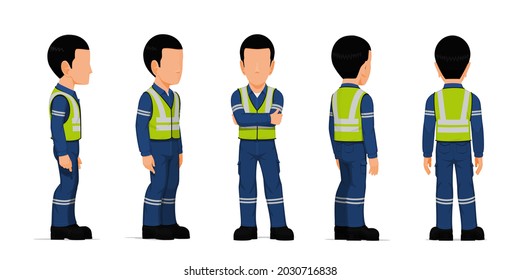 set of industrial worker on white background