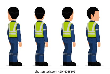 Conjunto de trabajadores industriales sobre fondo blanco