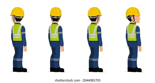 Set of industrial worker on white background