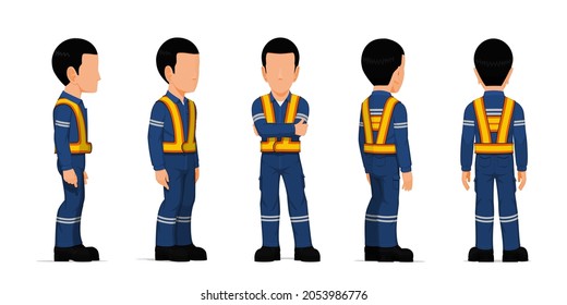 set of industrial worker on white background