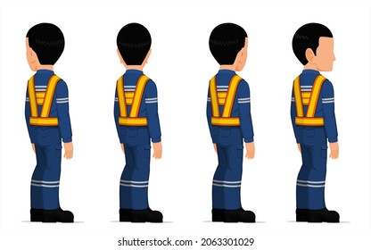 Set of industrial worker on white background