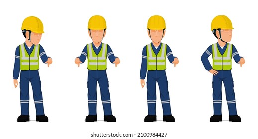 set of industrial worker is pointing down
