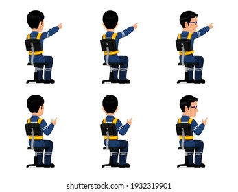 set of industrial worker is pointing to something