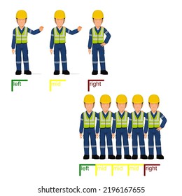 set of industrial workers are draping arm around their friend's shoulder
