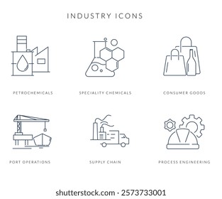 A set of Industry Icon - PetroChemicals, Consumer Goods with Supplychain - as EPS 10 File