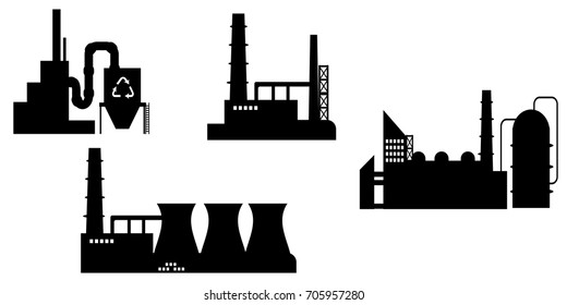 set of Industry icon silhouettes