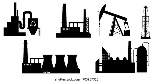 set of Industry icon silhouettes