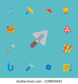 Set of industry icons flat style symbols with house plan, circle saw, flooring and other icons for your web mobile app logo design.