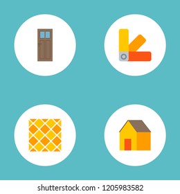Set of industry icons flat style symbols with tile flooring, house, color swatches and other icons for your web mobile app logo design.