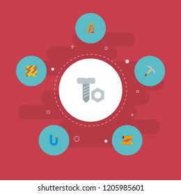 Set of industry icons flat style symbols with flooring, ladder, pipe and other icons for your web mobile app logo design.