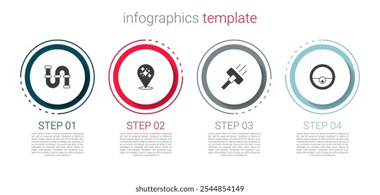 Set Industry metallic pipe, Home cleaning service, Vacuum cleaner and Robot vacuum. Business infographic template. Vector