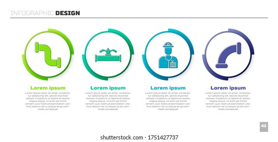 Set Industry metallic pipe, Industry pipe and valve, Plumber and Industry metallic pipe. Business infographic template. Vector