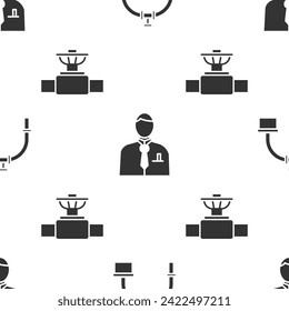 Set Industry pipe and valve, Businessman or stock market trader and Industry pipe and valve on seamless pattern. Vector