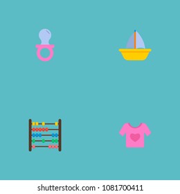 Set of infant icons flat style symbols with nip, boat, baby shirt and other icons for your web mobile app logo design.