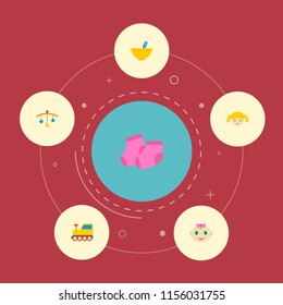 Set of infant icons flat style symbols with baby meal, baby girl, train and other icons for your web mobile app logo design.