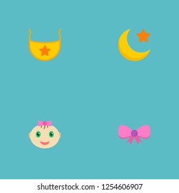 Set of infant icons flat style symbols with bow, baby cloth, baby girl and other icons for your web mobile app logo design.