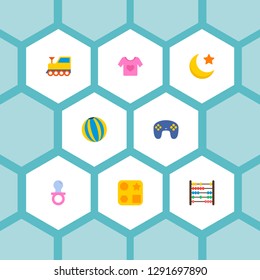 Set of infant icons flat style symbols with nip, ball, train and other icons for your web mobile app logo design.