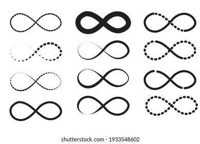 Set infinity. Arrow icon. Outline symbol. Line style vector. Stock image. EPS 10.