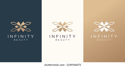 set infinity beauty logo design template. inspiration logo abstract, fashion beauty, feminine logo.