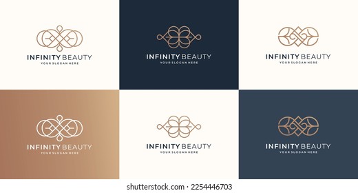 set of Infinity beauty minimalist logo design. logo for cosmetic, skin care, beauty, feminine design