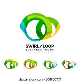 Set of infinity concepts, loop logo designs. Modern color flowing wave design on white
