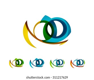 Set of infinity concepts, loop logo designs. Modern color flowing wave design on white